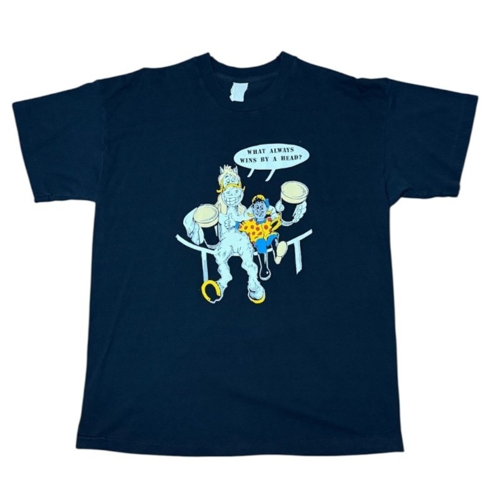Vintage 80s Guiness Beer Horse Jockey Joke Funny Humour Graphic Drinking T-shirt